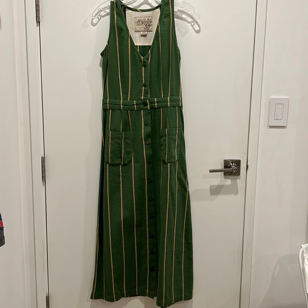 Ace & Jig green striped cotton midi dress